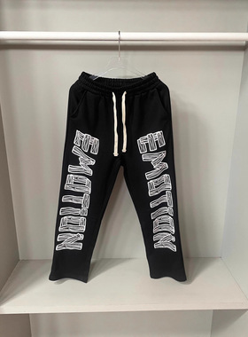 MIXED EMOTION烫钻美式街头嘻哈大字母印花抽绳卫裤高街男女长裤