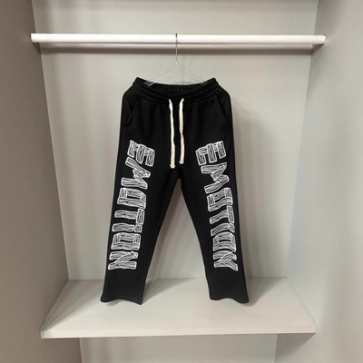 MIXED EMOTION烫钻美式街头嘻哈大字母印花抽绳卫裤高街男女长裤