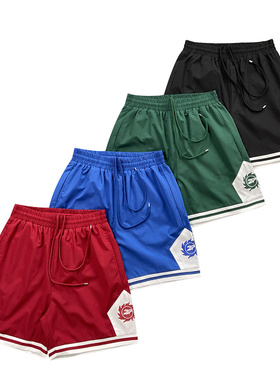 Broken Planet美式复古拼接字母印花休闲短裤男女宽松运动五分裤