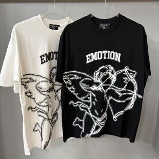 MIXED EMOTION美潮街头复古丘比特之箭印花宽松纯棉男女短袖T恤夏
