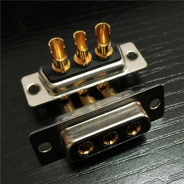 3W3大焊线母头 3孔大电源接线母座 混合D-SUB大电流连接器可昊