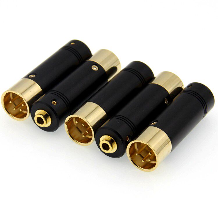 DAC解码四芯XLR卡侬平衡转4.4mm3.5 2.5mm平衡母耳机转换头转接头