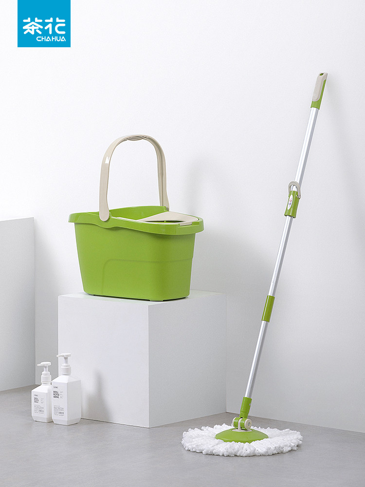 茶花旋转拖把拖地自动式脱水拖布桶套装免手洗拖一拖家用地拖地净