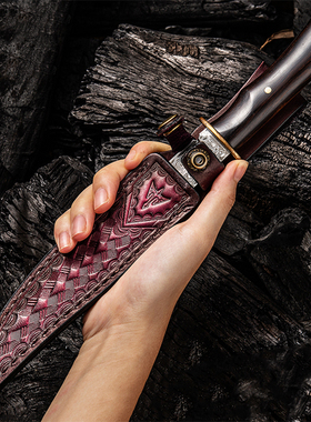 狼瑔大马士革钢户外生存小刀随身刀锋利刀具防身荒野求生战术刀