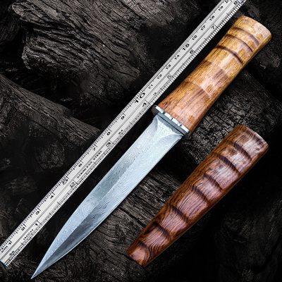 户外便携小刀大马士革钢刀