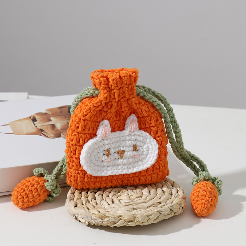 可爱卡通手工编织包包兔子斜挎零钱包毛线钩针diy材料包自制礼物