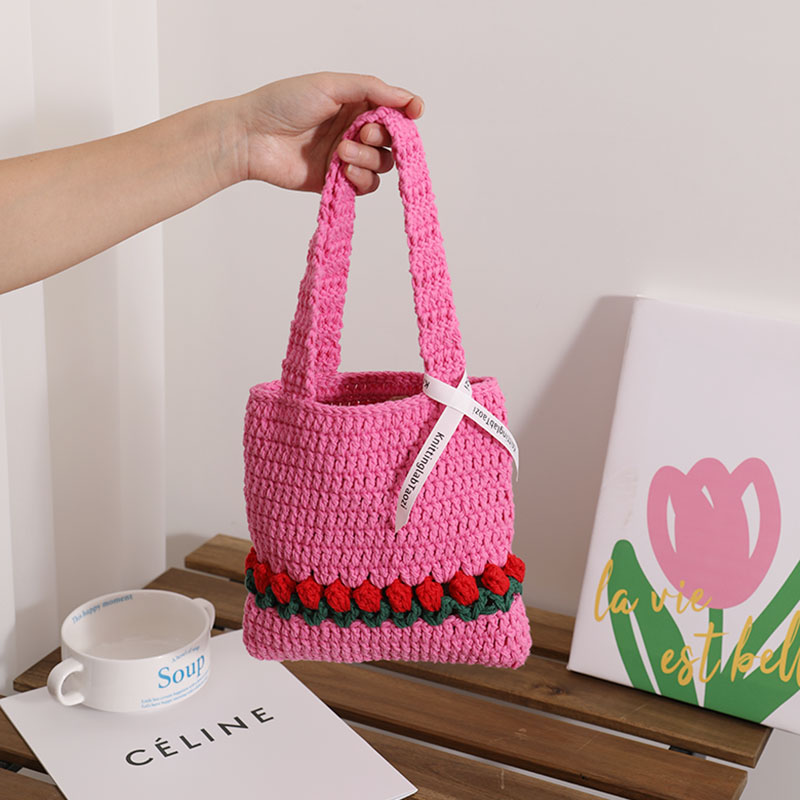 郁金香手工编织包包diy材料包