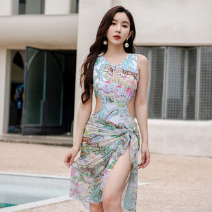 金宏2024新款 连体三角两件套女泳衣 泳衣女性感露背带披纱休闲时尚