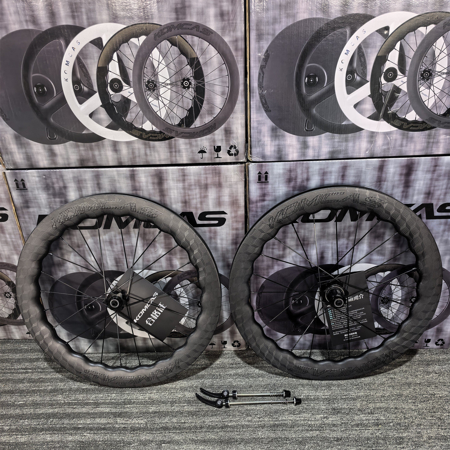 Komcas康卡斯碳纤维PRO系列451碟刹轮组折叠车骑行碳刀轮毂