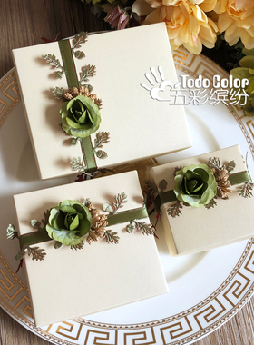 则礼 森系婚礼喜糖盒免折叠 小清新创意结婚糖果盒子礼盒空盒绿色