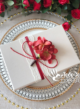 女伴娘婚礼伴手礼礼品盒空盒子 结婚回礼礼盒喜糖包装红色大号