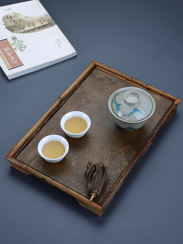 叙意中式方形大漆板岩茶盘托盘