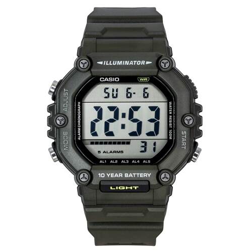 CASIO卡西欧数字的加长树脂表带石英AE 1600HX 3AV 100M中性手表