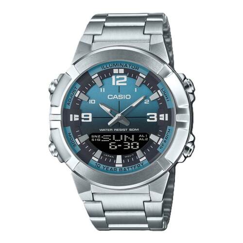 CASIO卡西欧数字的浅蓝色表盘石英运动男士手表AMW 870DA 2A2V