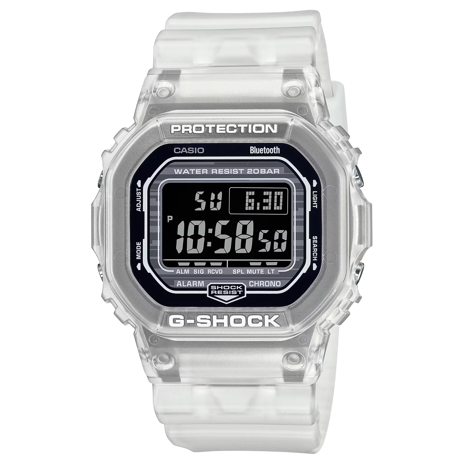 CASIO卡西欧G Shock白色透明树脂表带男士手表DWB5600G 7-封面