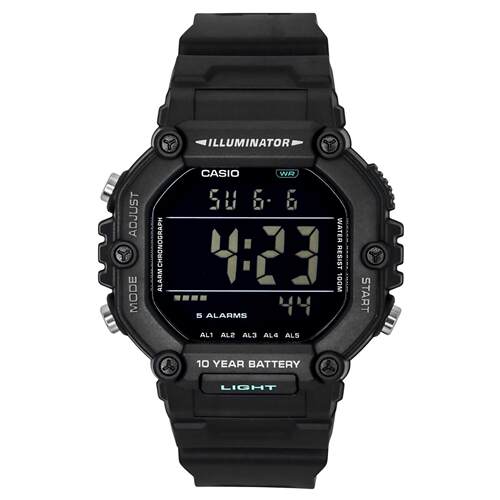 CASIO卡西欧数字的加长表带石英黑色表盘AE 1600HX 1BV 100M中性
