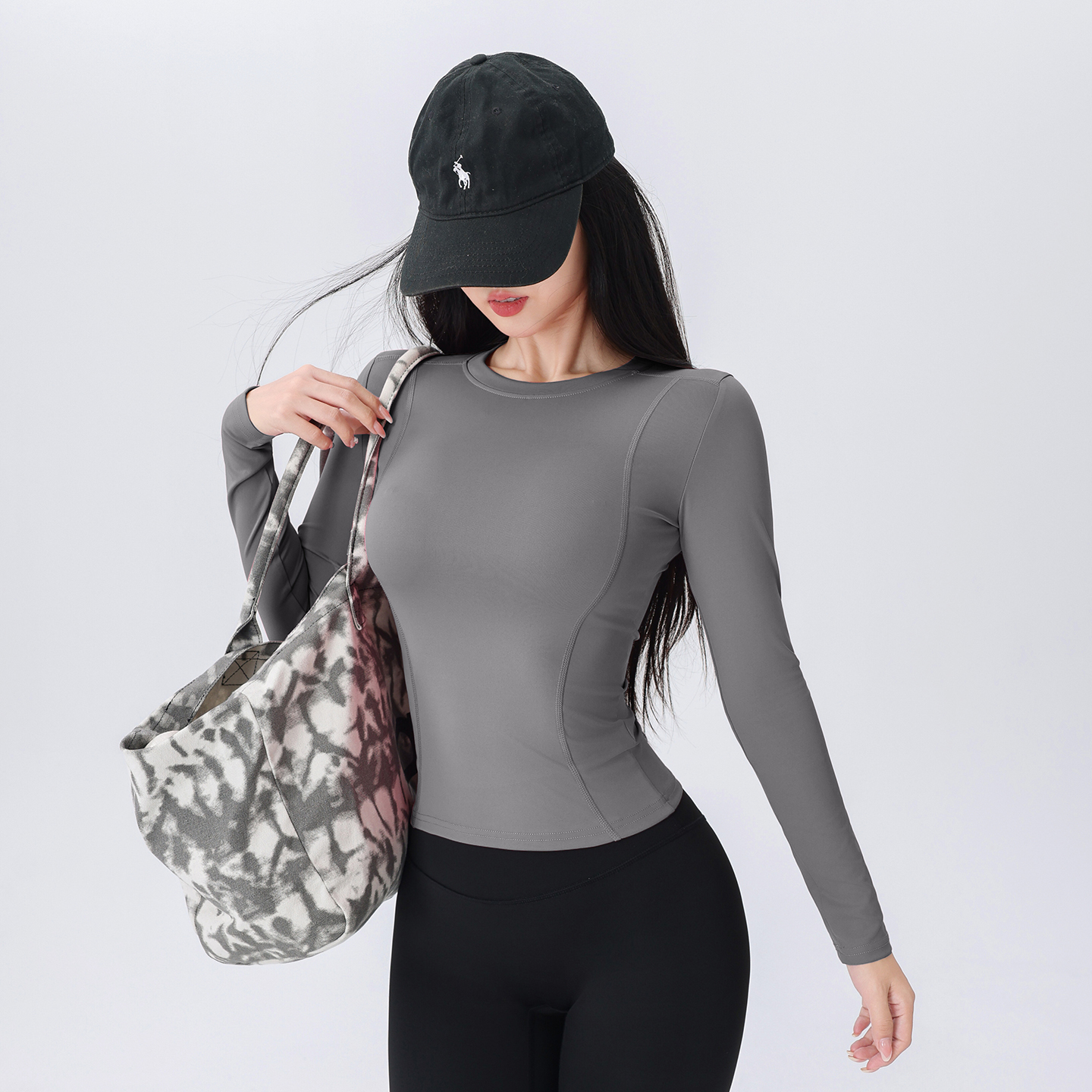 瑜伽服紧身长袖修身运动t恤