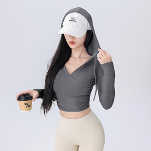 瑜伽服女2025新款 卫衣秋 紧身跑步户外运动普拉提上衣连帽健身长袖