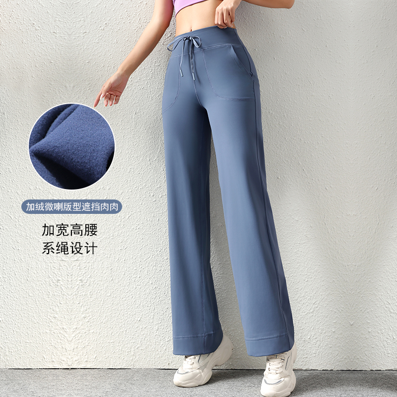 休闲加绒薄绒健身裤女