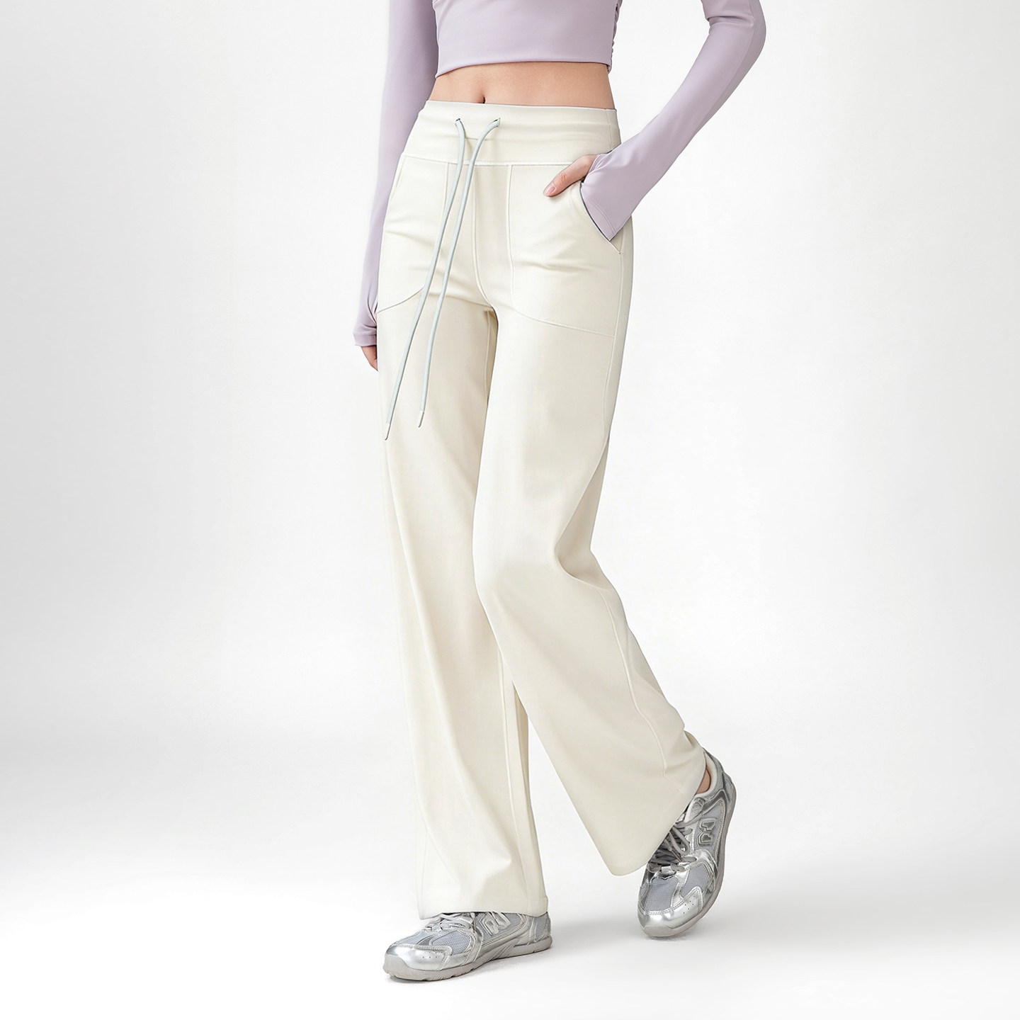 速干弹力阔腿裤宽松直筒拖地瑜伽健身裤女跑步运动长裤春夏季新款