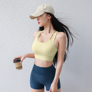 防震聚拢运动文胸女美背镂空一体式胸垫假两件收副乳瑜伽内衣跑步