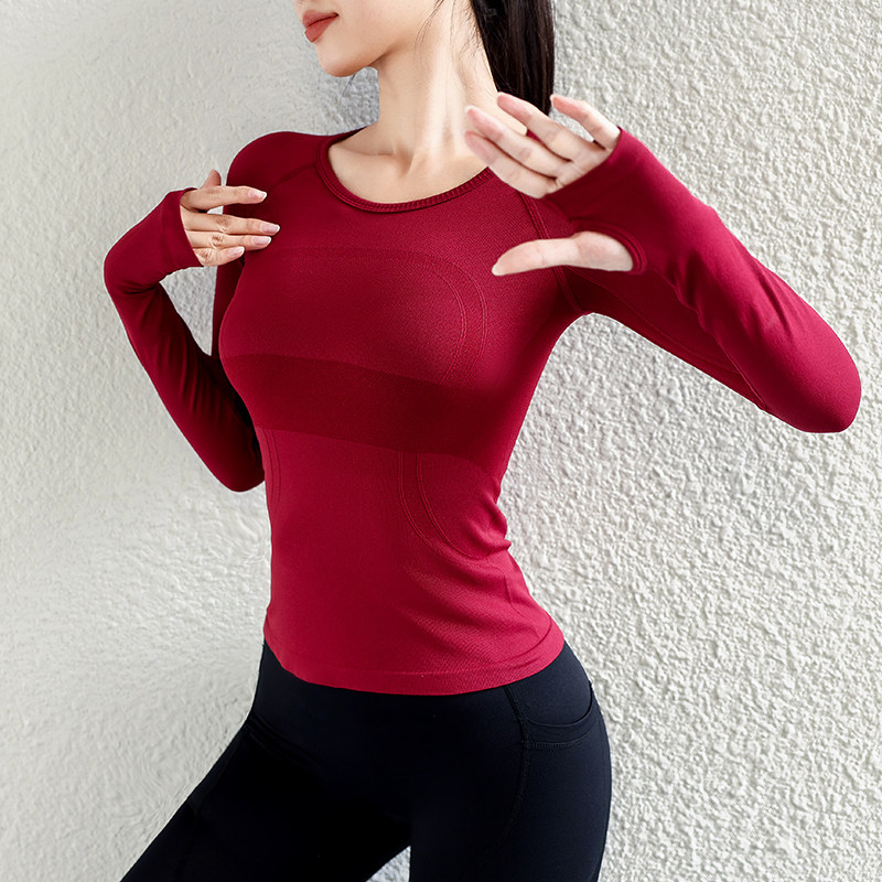 新款运动上衣女秋冬款修身圆领速干瑜伽服专业跑步训练健身服长袖,运动服/休闲服装,运动T恤,淘宝优惠券,粉丝福利购,淘宝优惠卷