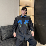 小众刺绣植物花卉长袖衬衫男女设计感网红衬衣韩版潮H2170P105，男装衬衫，星座1114（原A254）