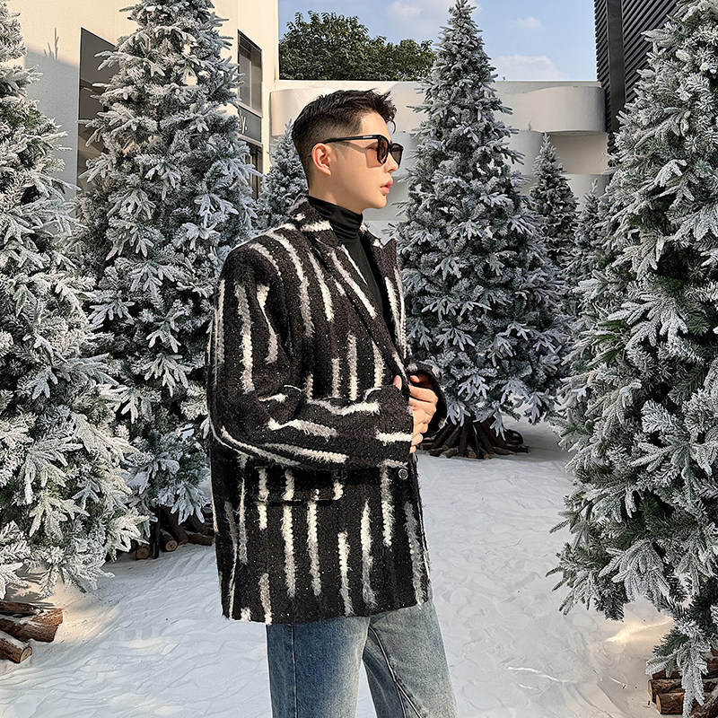 秋冬网红西装外套男小香风粗花呢炸街高级感西服上衣潮H2079P150,男装西服,星座1114（原A254）