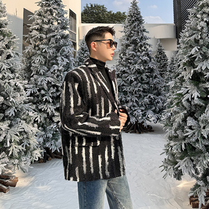 秋冬网红西装外套男小香风粗花呢炸街高级感西服上衣潮H2079 P150图片