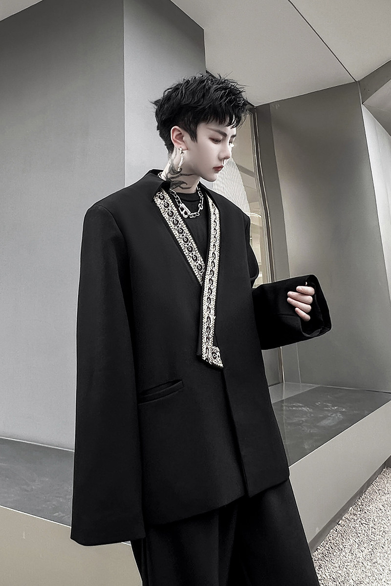 新中式宫廷风小众西装外套男欧洲站ins网红小众西服潮H1722P130,男装西服,星座1114（原A254）