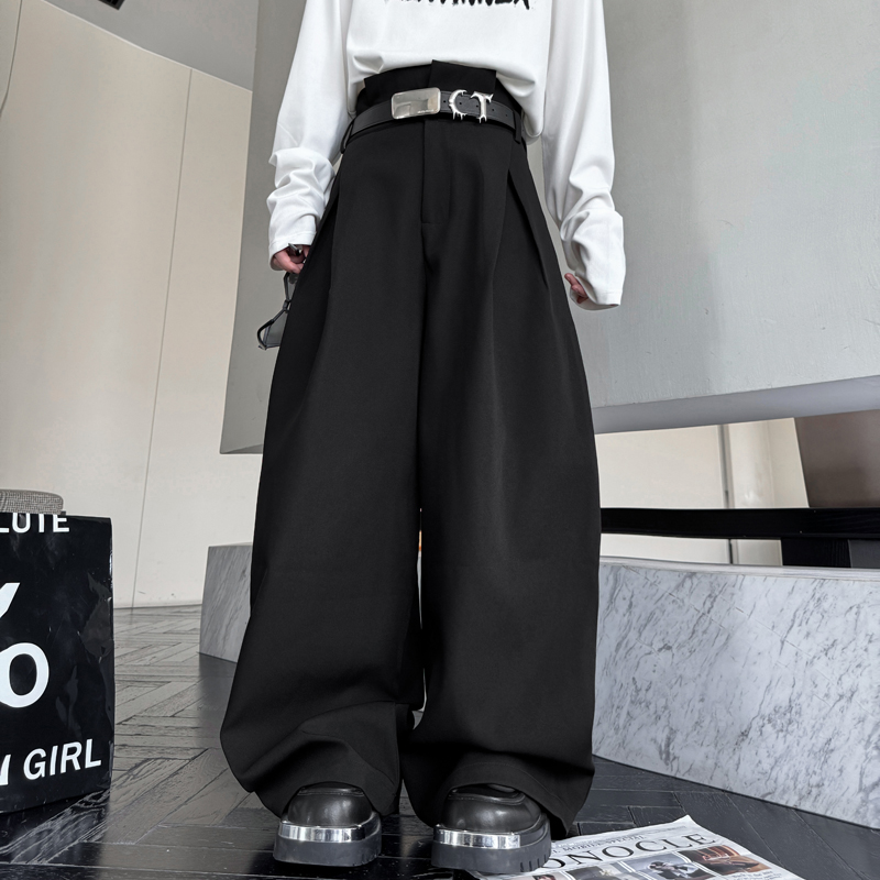 设计感西裤廓形立体褶皱阔腿裤休闲弯刀裤直筒长裤男女H2269P90，男装休闲裤，星座1114（原A254）