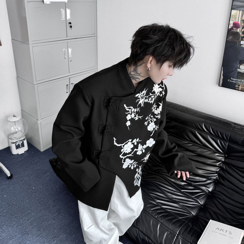 新中式盘扣设计感西装外套男小众印花设计西服韩版潮H2225P135,男装西服,星座1114（原A254）