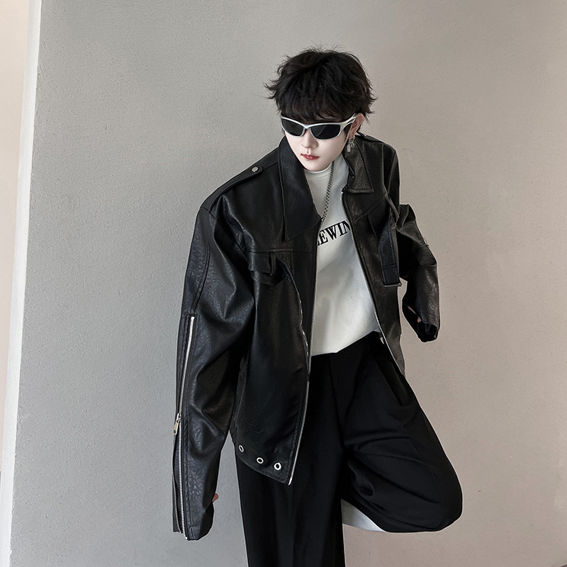 小众解构设计师款PU皮衣夹克外套男金属高级机车服潮流H1976P135,男装皮衣,星座1114（原A254）