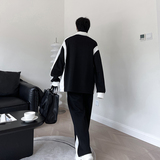 高级感黑白拼接撞色运动长袖套装POLO衫长裤两件套潮H1963P150，男装Polo衫，星座1114（原A254）