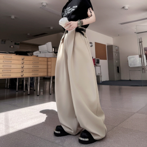 慵懒风韩系宽松显瘦垂感百搭休闲裤男女弯刀裤走秀款潮 H2236 P95图片