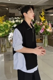 设计感假两件条纹衬衫拼接网红短袖T恤个性发型师衬衣潮H1626P70，男装T恤，星座1114（原A254）