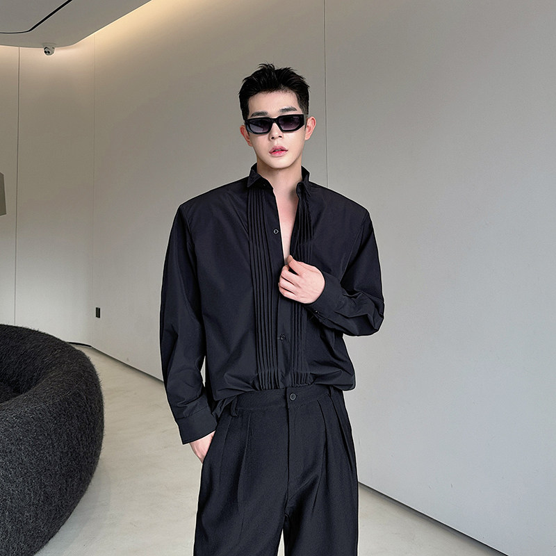 法式礼服翼领男士高级感商务宴会白衬衫打底衬衣韩版潮H2117P75,男装衬衫,星座1114（原A254）
