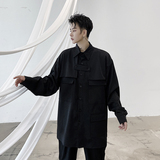 工装衬衫男设计感复古街头发型师宽松上衣个性长袖衬衣H1101P75，男装衬衫，星座1114（原A254）