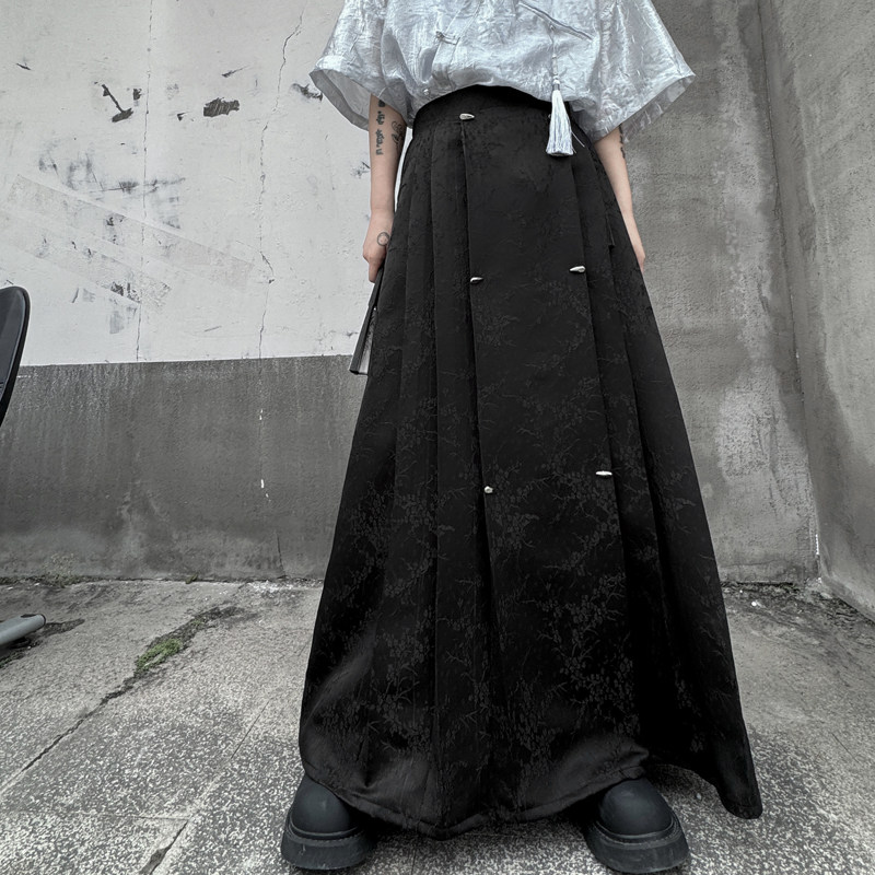 风新中式黑色汉服提花马面裙复古设计感长裙子潮H8010P100,男装休闲裤,星座1114（原A254）