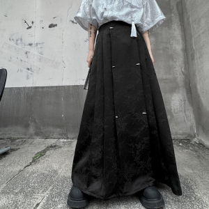 风新中式黑色汉服提花马面裙复古设计感长裙子潮 H8010 P100图片