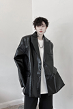 小众亮皮西装外套男PU鳄鱼皮垫肩西服高级上衣潮流H1996P125，男装西服，星座1114（原A254）