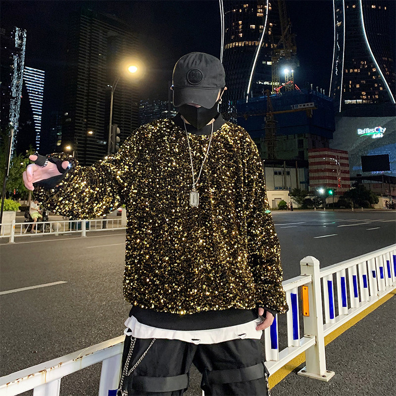 高级感珠片上衣个性团队酒吧驻唱歌手演出卫衣夜店夜场H1120P75,男装卫衣,星座1114（原A254）