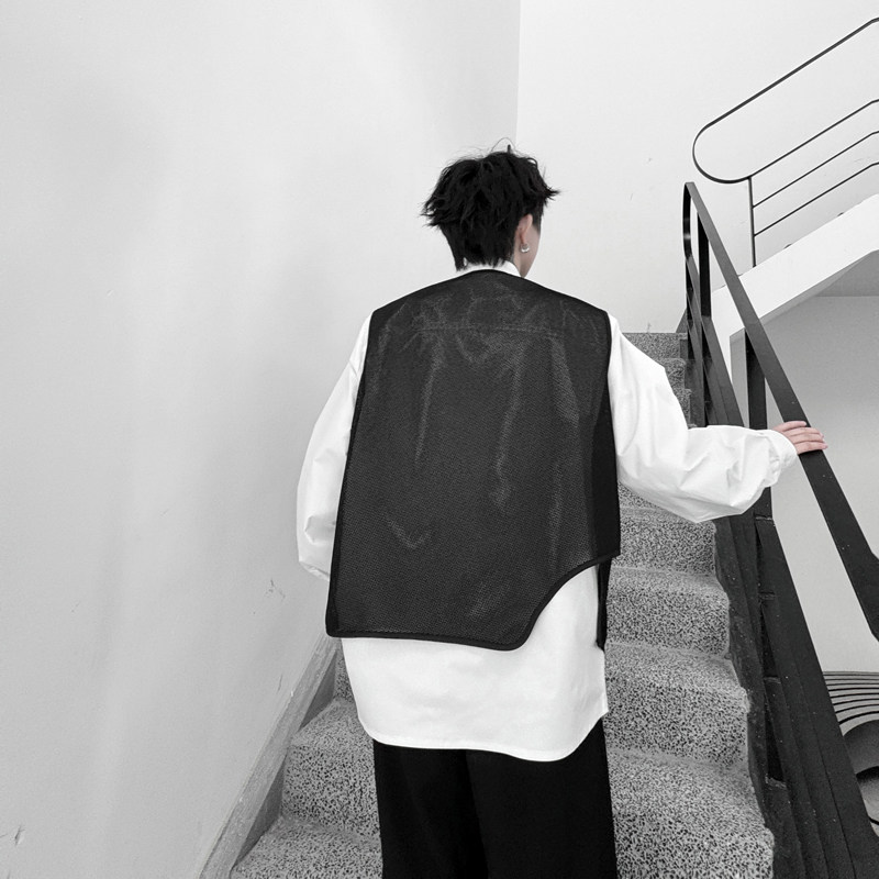 高级感不对称马甲前短后长不规则小众发型师马夹潮H2191P75,男装背心/马甲,星座1114（原A254）