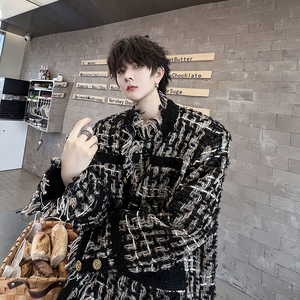 高级感重工黑金编织流苏粗花呢夹克上衣潮小香风外套男H2061 P135图片