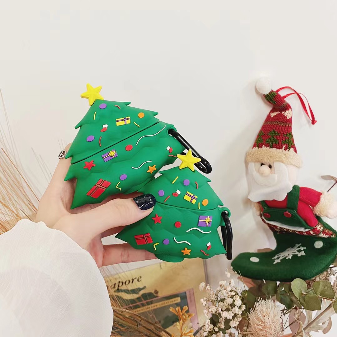 原创精品圣诞树适用airpodspro2保护套苹果耳机airpods4保护壳硅胶aipods蓝牙耳机保护壳pro2