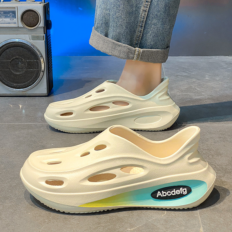 椰子凉鞋男夏季外穿防滑防臭厚底踩屎感洞洞鞋男青少年开车沙滩鞋