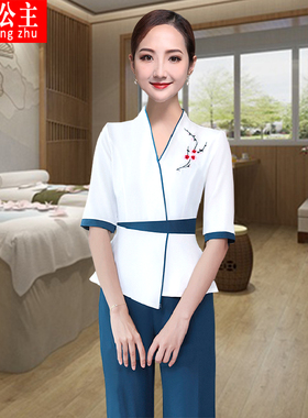2022新款spa养生会所美容师工衣足浴足疗桑拿按摩技师工作服套装
