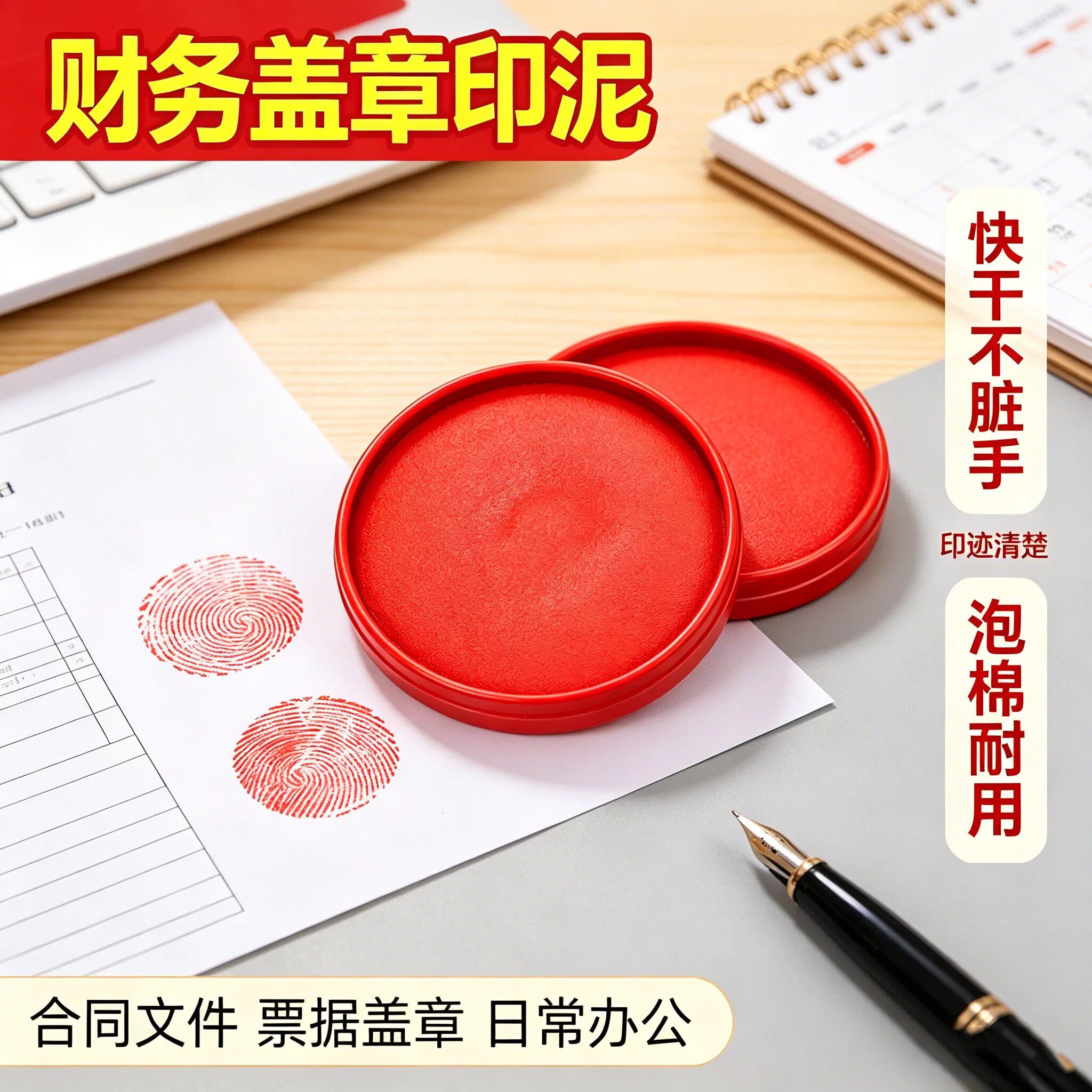 大号印泥印台红色速干印章印泥按手印油财务专用指纹盖章印油盖章