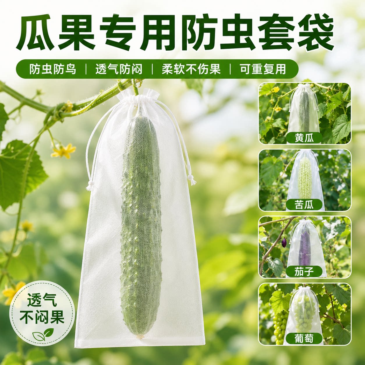 黄瓜丝瓜苦瓜无纺布果袋羊角蜜防护袋家用蔬菜防针蜂果蝇防虫套袋