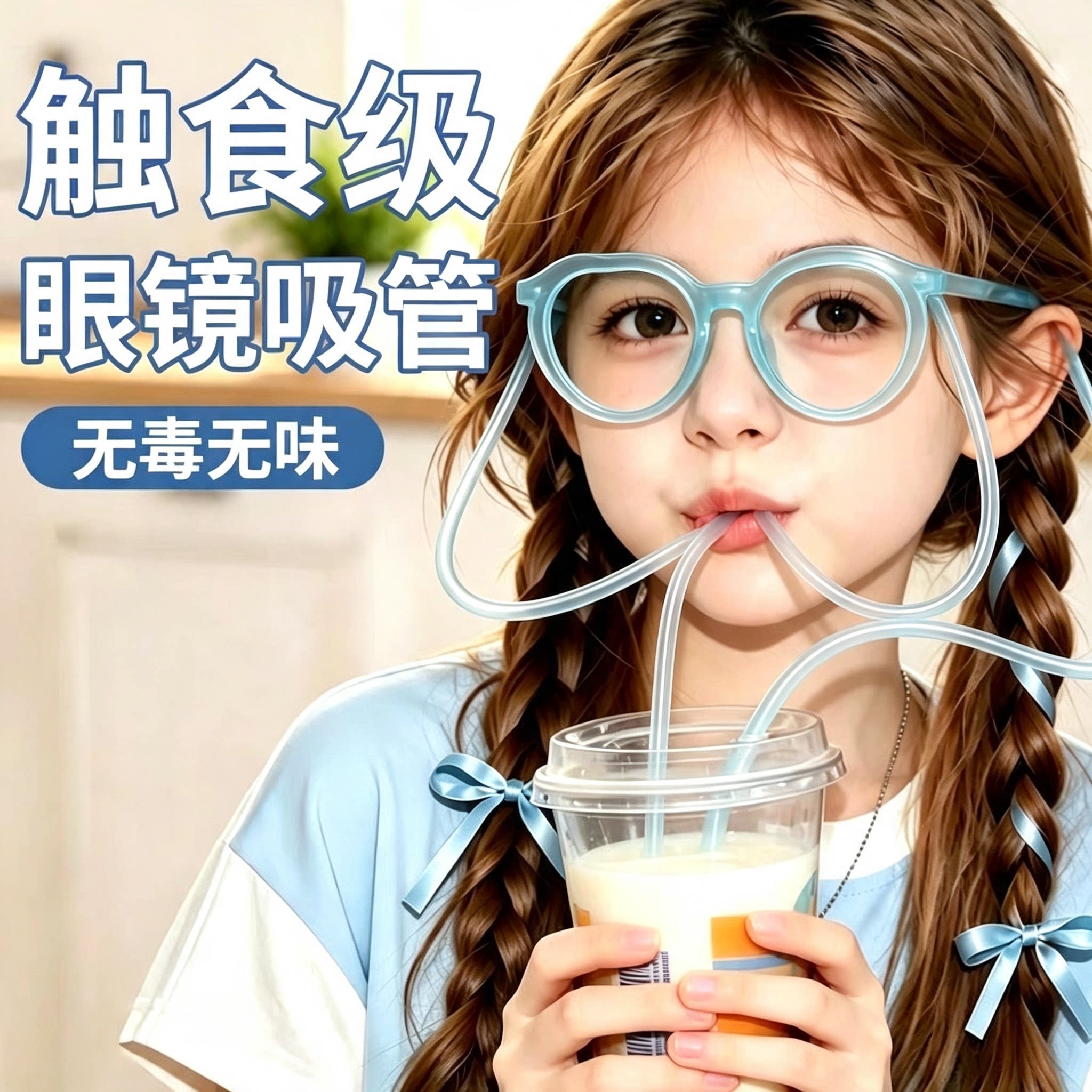网红搞怪儿童超长吸管眼镜